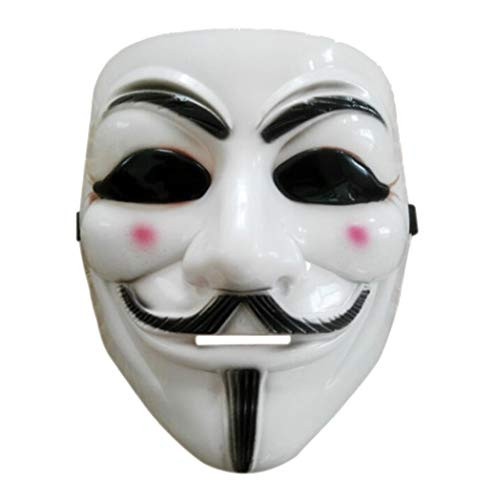 Halloween Anonymous Costume Cosplay Guy Fawkes V for Vendetta Mask (White Without Eyes)