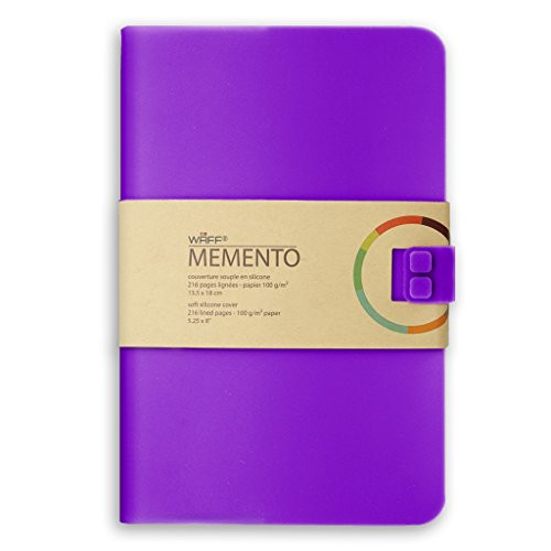WAFF Soft Silicone Cover Memento Notebook / Journal, Large, 8.25" x 5.5", Purple