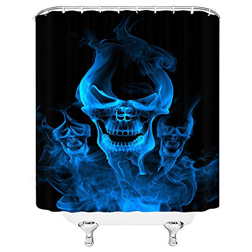 Feierman Halloween Shower Curtain Horror Blue Skull Bathroom Curtain 70x70Inches Fabric Waterproof Polyester with Hooks