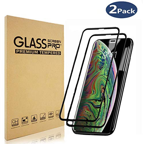[2 Pack] iPhone Xs Max Full Screen Protector, WTOSE Full Coverage Tempered Glass Screen Protector Compatible with iPhone Xs Max [Black] 