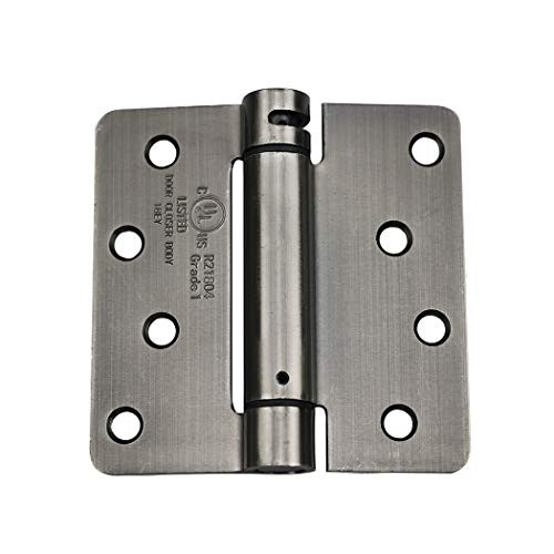 Omar Hardware 4"X4" Adjustable Spring Hinges with 1/4"Radius Corner, Satin Nickel Oxidized(US15A) Pack 1 Hinge.