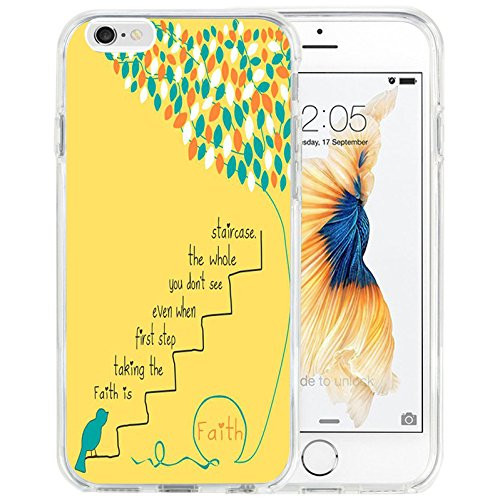 For iPhone 6s Plus Case For iPhone 6 Plus Case TPU Non-Slip High Definition Printing Christian Quotes Faith Is Taking The First Step Even When You Don'T See The Whole Staircase Yellow