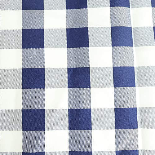 Zdada 1PC 90X132inch Rectangular Polyester Check Table Cloth Banquet Camping Picnic Checkered Table Cover-Navy Blue and White