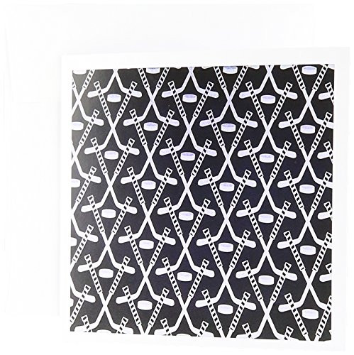 3dRose White Hockey Sticks On Black - Greeting Cards, 6 x 6 inches, set of 12 (gc_35276_2)