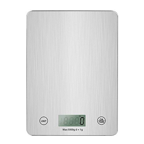 Food Scale, ROSIMO Digital Multifunction Kitchen Scale Stainless Steel 11lb 5kg ,Batteries Included,Large Display,Easy to Clean,Best Quality