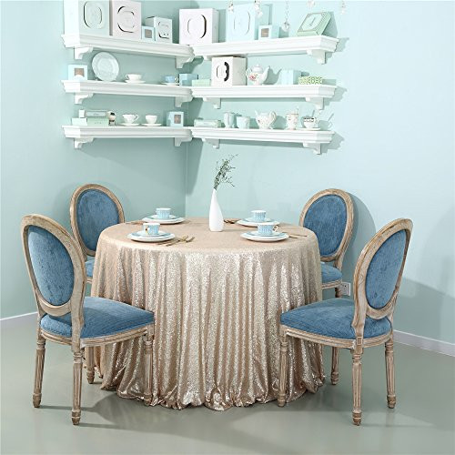 Zdada Sequin Tablecloth Champagne Glitter Tablecloth Wedding Party Round Tablecloth-108 Zdada Sequin Tablecloth Champagne Glitter Tablecloth Wedding Party Round Tablecloth-108