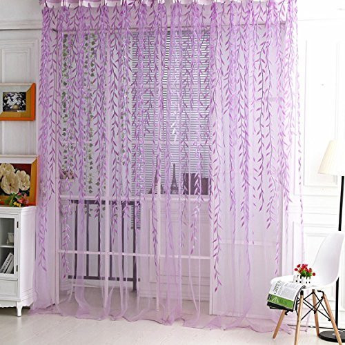 Norbi Willow Voile Tulle Room Window Curtain Sheer Voile Panel Drapes Curtain 39.4'' x 78.8