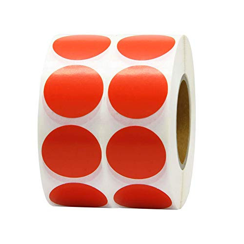 1" Round Target Pasters - blank Target Pasters For Shooting 1000 Adhesive Target Stickers, Fluorescent Red - Permanent Adhesive