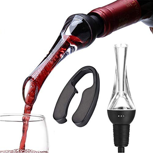 Wine Aerator Pourer, LONJYI Aerating Pourer and Decanter Spout - Pouring Wine & Aerating Wine 2 in 1 Instant Decanter with Wine Foil Cutter as Gift