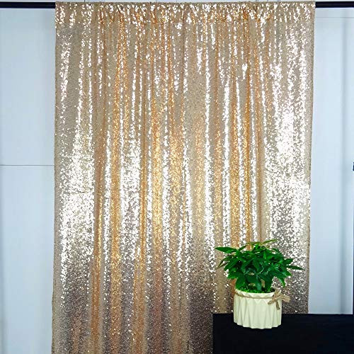 HeMiaor Champagne 2x8ft Sequin Curtain for Wedding Backdrop Party Photography Background