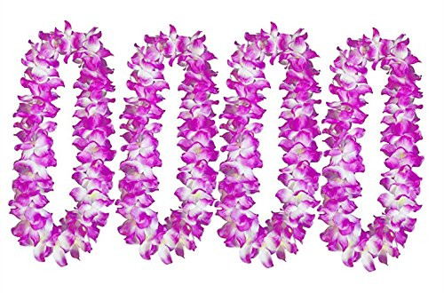 4pcs Hawaiian Hula Leis Dance Garland Artificial Flowers Neck Loop for Luau Party Costumes(Purple,Thickened))