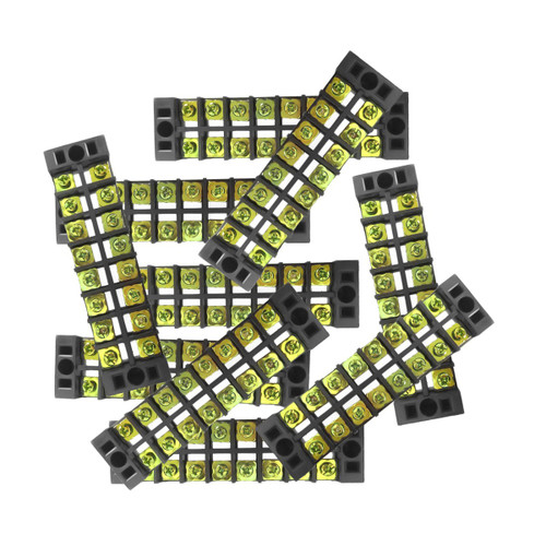 Lantee 10 Pieces 8 Position Double Row Screw Terminal Covered Barrier Strip 600V 25A