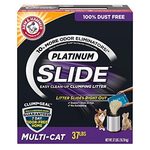 Arm & Hammer Platinum SLIDE Easy Clean-Up Clumping Cat Litter, Multi-Cat, 37 lbs