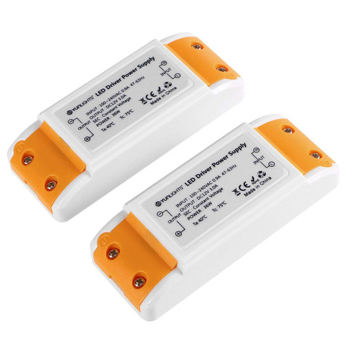 YUNLIGHTS 2pcs LED Transformer LED Power Supply - 36W, 12V DC, 3A - Constant Voltage for LED Strip Lights and G4, MR11, MR16 LED Light Bulbs