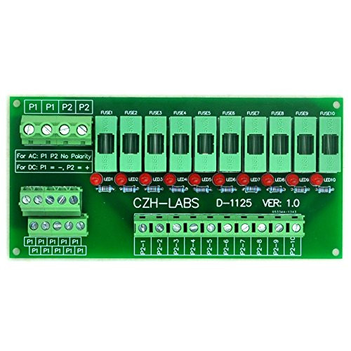 Electronics-Salon Panel Mount 10 Position Power Distribution Fuse Module Board, For AC/DC 5~48V .