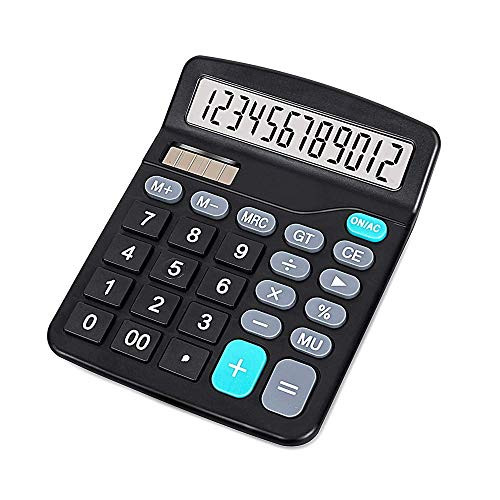 Ubidda Standard Function Electronics M-25 Calculator-12 Digit Large LCD Display, Handheld for Daily and Basic Office, Black