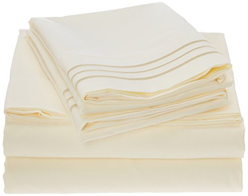 Maevis Bed Sheet Set-1800 Double Brushed Microfiber Bedding - Deep Pocket- Wrinkle, Fade, Stain Resistant - Hypoallergenic - 4 Piece (Ivory,Full)