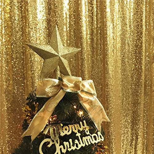 TRLYC Sparkly Gold 6FT by 6FT Sequin Fabric Photography Backdrop Sequin Curtain for Halloween Wedding/Party Christmas Day