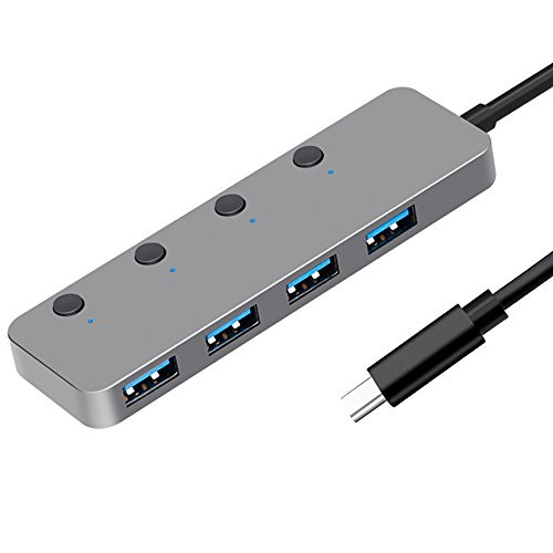 4-Port USB 3.0 Hub, USB 3.0 Data HUB,USB Extension HUB,USB Splitter, Multiple USB Interfaces(5Gbps Transfer Speed, Anodized Alloy, Compact, Lightweight, for Mac and Windows OS) (Type C)