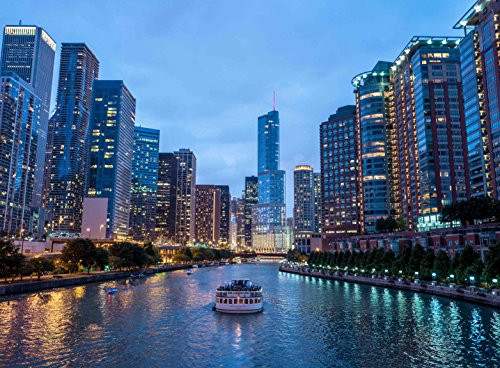 Adult Jigsaw Puzzle Chicago Skyscrapers City Lights Skyline 500-Pieces