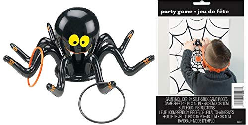 happy deals Halloween Inflatable Spider Ring toss Game + pin Spider on Spider Web Game 2 Halloween Party Games