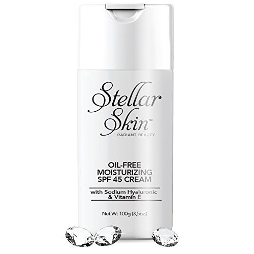 Oil-Free Moisturizing SPF 45 Cream - 3.5 oz with Broad Spectrum Sunscreen Protection, Hyaluronic Acid, Vitamin B5, Vitamin E for Daytime Use. Face moisturizer and protection in one lotion.
