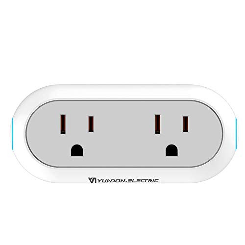 YuaDon Wifi Smart Plug Wireless Mini Dual Outlet Compatible with Alexa Google Home IFTTT Voice Control Smart Socket with Timer Function Can Work Individually or in Groups, No Hub Require (1 Pack)
