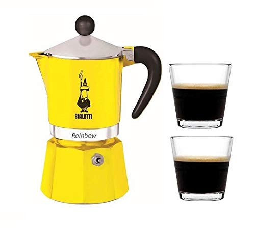 Bialetti Moka Express Stovetop Percolator (3 Cup, Rainbow Yellow)