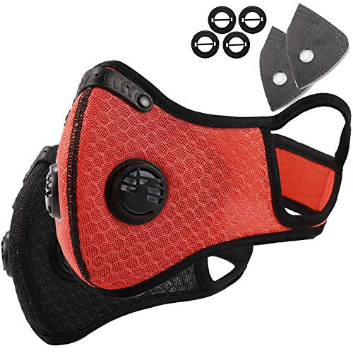 Dust Mask - 2 Pack Activated Carbon N99 Earloop Dustproof Masks with Extra Filter Cotton Sheet and Valves for Exhaust Gas, Pollen Allergy, PM2.5, Running, Cycling, Outdoor Activities (Black)