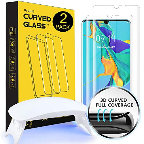 NI-SHEN P30 Pro Screen Protector Glass, [Case Friendly] [Support fingerprint sensor] Full 3D Curved Edge Tempered Glass [Liquid Dispersion Tech] With Easy Install Kit for Huawei P30 Pro 6.47" (2 Pack)