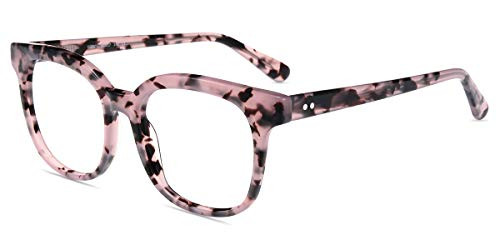 Firmoo Blue Light Blocking Glasses, Womens Computer Glasses(Anti Eyestrain), Pink Floral Square Eyeglasses Frames