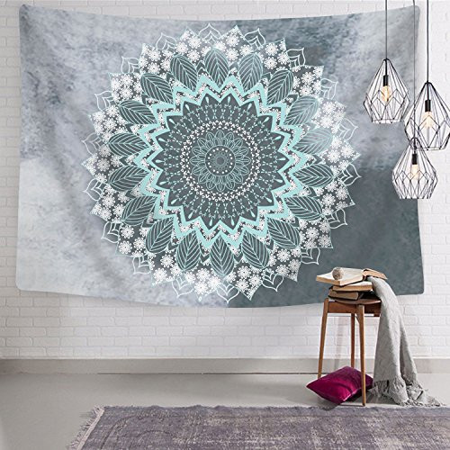 BLEUM CADE Tapestry Mandala Hippie Bohemian Tapestries Wall Hanging Flower Psychedelic Tapestry Wall Hanging Indian Dorm Decor for Living Room Bedroom (Teal, 51.2 x 59.1 inches) BLEUM CADE Tapestry Mandala Hippie Bohemian Tapestries Wall Hanging Flower Psychedelic Tapestry Wall Hanging Indian Dorm Decor for Living Room Bedroom (Teal, 51.2 x 59.1 inches)