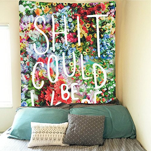 Sunfreem Wall Tapestry Flower with Funny Words Wall Hanging Tapestry Floral Words Tapestry Wall Hanging Quote Tapestry for Home Living Room Decor Sunfreem Wall Tapestry Flower with Funny Words Wall Hanging Tapestry Floral Words Tapestry Wall Hanging Quote Tapestry for Home Living Room Decor