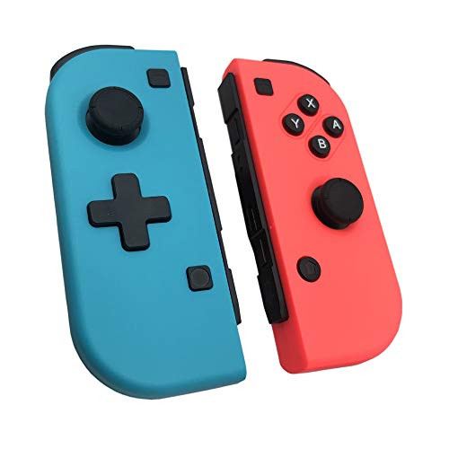 Poulep JoyCon (L/R) Controllers for Nintendo Switch Joy-Con Console, Wirelss Joy Con Pad Gamepad Joystick with Type - C USB Cable (Neon Red and Neon Blue TH)