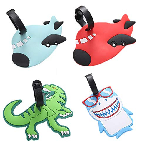 (set of 4) Suitcase Tags for Kids Travel Luggage Suitcase Labels ID Tags Business Card Holder