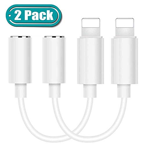 ?2 Pack? for iPhone X Headphone Adapter to 3.5 mm Headphone Jack Adapter for iPhone 8/8 Plus/Xs Max /7/7 Plus/XR Audio Aux Earphone Dongle Spiltter Connector Converter Adapter Support All iOS System