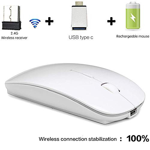 Wireless Mouse, Computer Mouse, 2.4G Slim Silent Click Noiseless Optical Mouse, Wireless Mouse for Laptop,MacBook pro,Notebook, Desktop, PC (White)