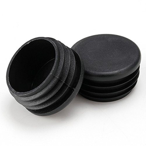 1 inch Round Cup Patio Furniture Insert Glide End Black Cap for Outdoor Wrought Iron Tables Chairs - 25 Pack