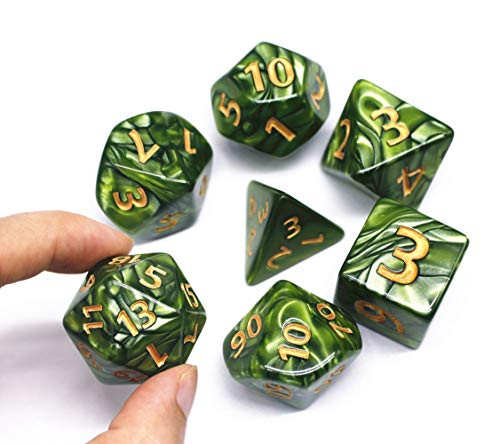 HD Dice- DND Polyhedral Dice Set 25mm Giant Dice for Dungeons and Dragons D&D Pathfinder RPG MTG Role Playing Dice with Dice Bag (Green)
