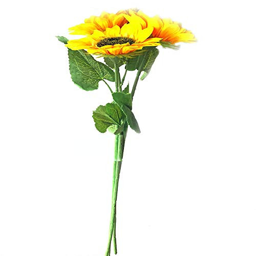 Fagushome Artificial Sunflowers - 3 Bunches Sunflowers 27.56" Bouquets in Yellow - Fake Flowers Artificial Plants for Home Decor, Sunflower Decor,Kitchen Decor,Wedding Bouquets, Garden Craft Art Decor