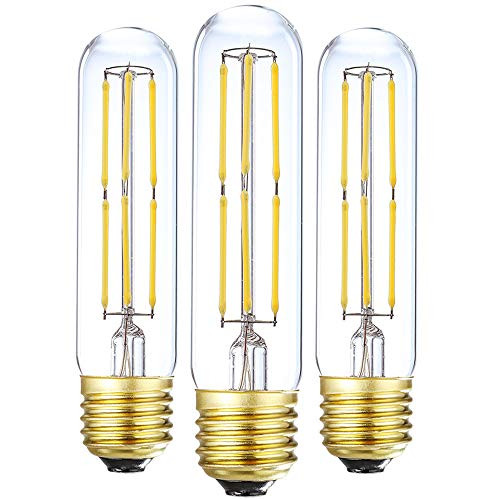 HXMLS T10(T30) Dimmable Led Tubularb Bulb 6W,T300 Long Tube Edison Led Vintage Filament Bulb,60W Incandescent Equivalent,4000K Daylight White,E26 Medium Base Clear Glass Cover (3-Pack).