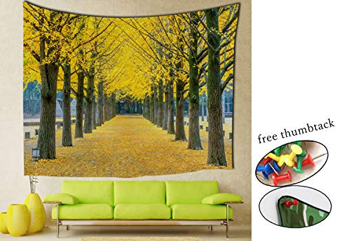 INNICON Nature Tapestry Sunset Beaming Forest Trees Wilderness Scenery Wall Hanging for Bedroom Living Room Dorm Decor Forest Light Yellow