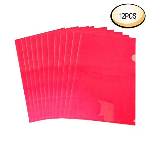 L-Type Plastic Folder Safe Project Pockets Transparent Clear Document Folder 12pcs for A4 paperPlastic Paper Jacket Sleeves in Assorted Project Folders ?red?