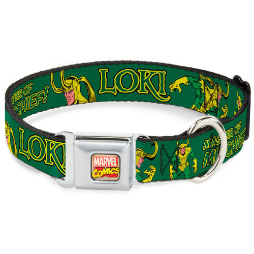 Buckle-Down 9-15' MARVEL COMICS MASTER OF MISCHIEF! w/Loki Poses Green Dog Collar