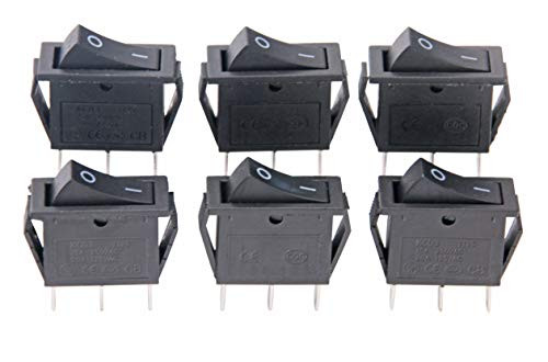 RuoFeng 15A 250V/20A 125V 3 Pin AC Rocker Switch KCD3 Switch 6 Pcs Black