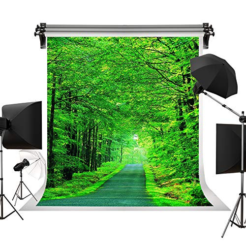 Kate 5x7ft/1.5m(W) x2.2m(H) Natural Scenic Backdrops Byway Green Trees Background Green Forest Photography Studio Prop