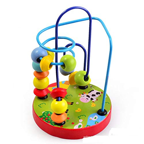 Bead Maze - Wooden Educational Toy Coaster Activity Cube Educational Abacus Beads Circle Toys Gift Colorful Activity Game for Children Toddlers Kids Boys Girls (Farm)