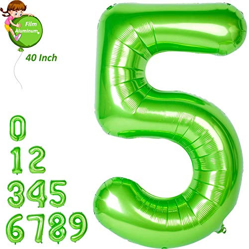 Large Number Balloons Green Giant Helium Big Foil Mylar Balloons Birthday Party Decorations Wedding Decor 40 inch  (Number 5)