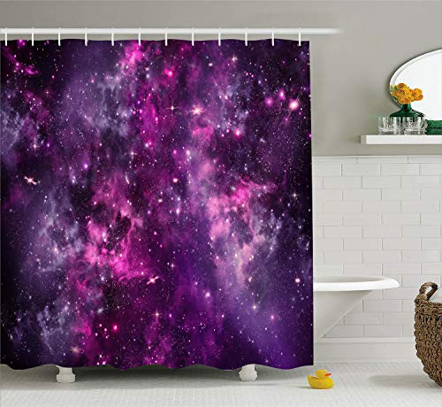 Ambesonne Purple Decor Collection, Nebula Gas Cloud Deep Dark in Outer Space with Star Clusters Galaxy Infinity Solar Sky Print, Polyester Fabric Bathroom Shower Curtain, 84 Inches Extra Long, Purple Ambesonne Purple Decor Collection, Nebula Gas Cloud Deep Dark in Outer Space with Star Clusters Galaxy Infinity Solar Sky Print, Polyester Fabric Bathroom Shower Curtain, 84 Inches Extra Long, Purple
