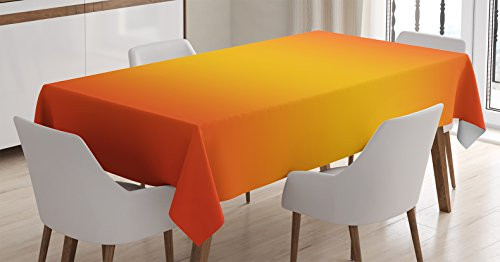 Ambesonne Ombre Tablecloth, Tropical Sunset Seasons of The Year Inspired Summer Themed Design Modern, Dining Room Kitchen Rectangular Table Cover, 60" X 84", Orange Yellow